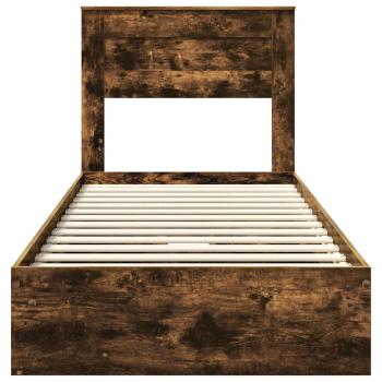 ARDEBO.de - Bettrahmen Geräucherte Eiche 90 x 190 cm Holzwerkstoff
