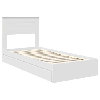 Bettrahmen mit Schubladen Weiß 75 x 190 cm Holzwerkstoff