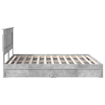 Bettrahmen mit Schubladen Beton Grau 200 x 200 cm Holzwerkstoff
