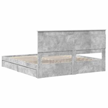 Bettrahmen mit Schubladen Beton Grau 200 x 200 cm Holzwerkstoff