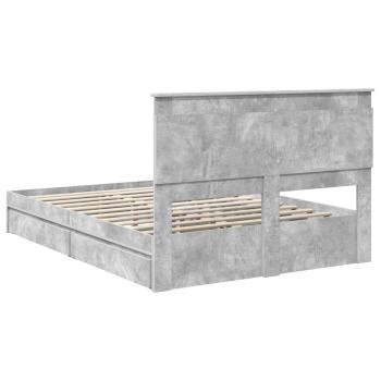 Bettrahmen mit Schubladen Beton Grau 150 x 200 cm Holzwerkstoff