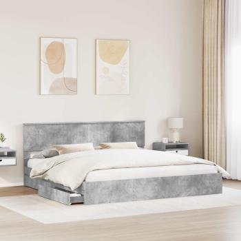 Bettrahmen mit Schubladen Beton Grau 200 x 200 cm Holzwerkstoff