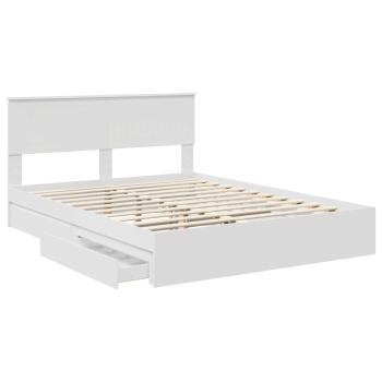 Bettrahmen mit Schubladen Weiß 150 x 200 cm Holzwerkstoff
