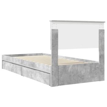 Bettrahmen mit Schubladen Beton Grau 90 x 200 cm Holzwerkstoff