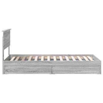 Bettrahmen mit Kopfteil Graues Sonoma 90 x 200 cm Holzwerkstoff