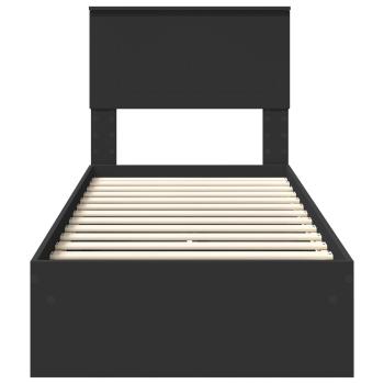Bettrahmen mit Schubladen Schwarz 75 x 190 cm Holzwerkstoff