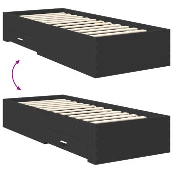 Bettrahmen Schwarz und Silber 75 x 190 cm Holzwerkstoff