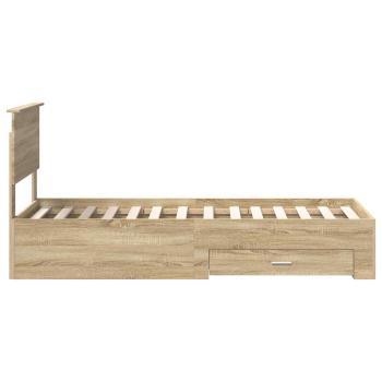 Bettrahmen Sonoma Eiche und Silber 75 x 190 cm Holzwerkstoff