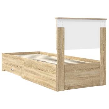 Bettrahmen Sonoma Eiche und Silber 75 x 190 cm Holzwerkstoff