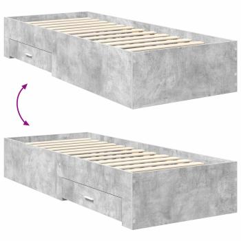 Bettrahmen Beton Grau und Silber 75 x 190 cm Holzwerkstoff