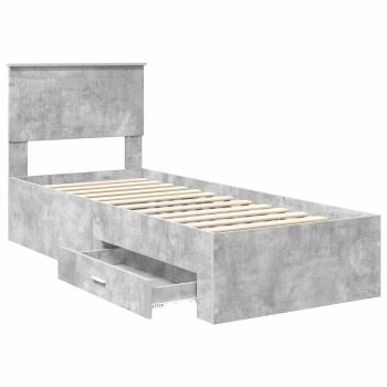 Bettrahmen Beton Grau und Silber 75 x 190 cm Holzwerkstoff