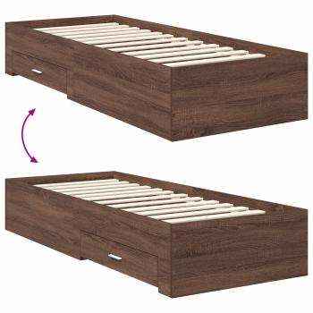 Bettrahmen Braune Eiche und Silber 75 x 190 cm Holzwerkstoff