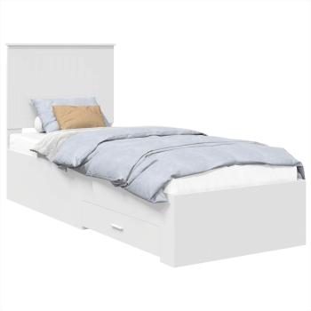 Bettrahmen Weiß und Silber 75 x 190 cm Holzwerkstoff