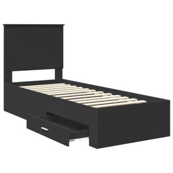 Bettrahmen Schwarz und Silber 75 x 190 cm Holzwerkstoff