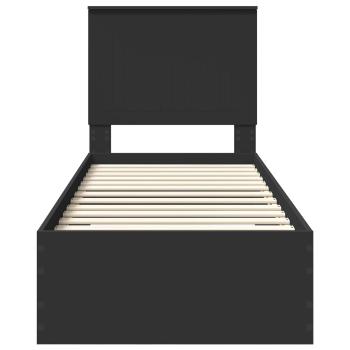 Bettrahmen Schwarz und Silber 75 x 190 cm Holzwerkstoff