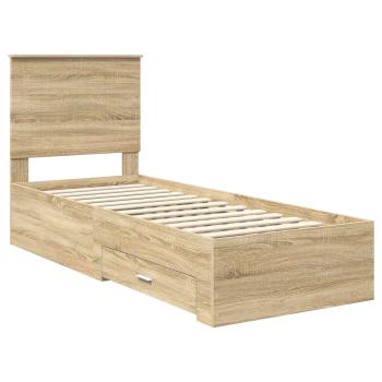 Bettrahmen Sonoma Eiche und Silber 75 x 190 cm Holzwerkstoff