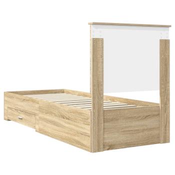 Bettrahmen Sonoma Eiche und Silber 75 x 190 cm Holzwerkstoff