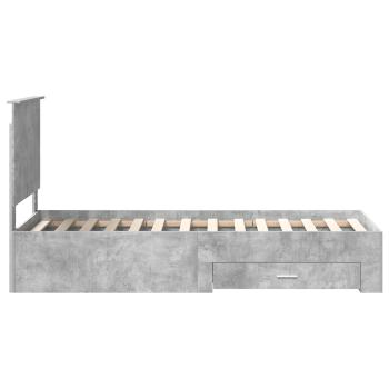Bettrahmen Beton Grau und Silber 75 x 190 cm Holzwerkstoff