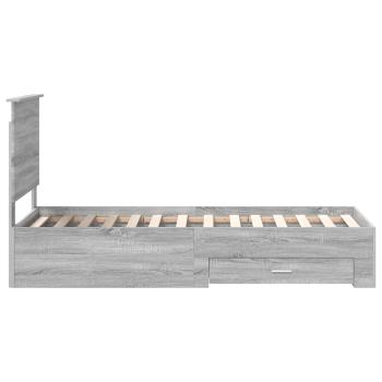 Bettrahmen Graue Sonoma und Silber 75 x 190 cm Holzwerkstoff
