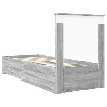 Bettrahmen Graue Sonoma und Silber 75 x 190 cm Holzwerkstoff