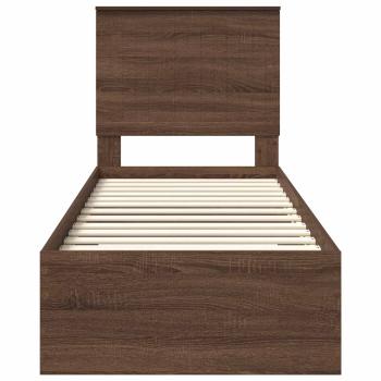 Bettrahmen Braune Eiche und Silber 75 x 190 cm Holzwerkstoff