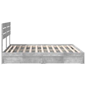 Bettrahmen mit Schubladen Beton Grau 200 x 200 cm Holzwerkstoff