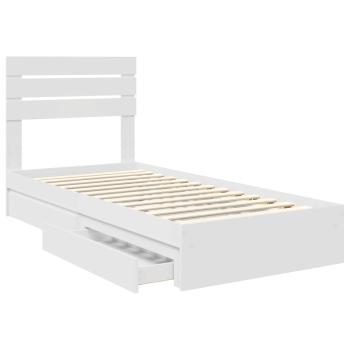Bettrahmen mit Schubladen Weiß 90 x 200 cm Holzwerkstoff