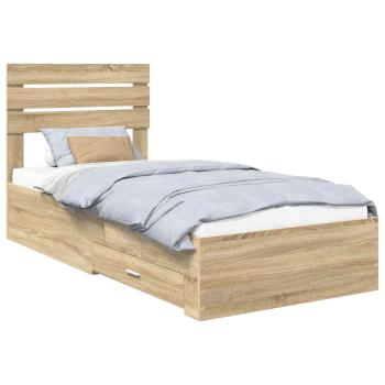 Bettrahmen Sonoma Eiche und Silber 75 x 190 cm Holzwerkstoff
