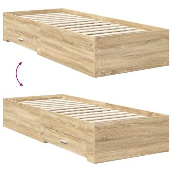 Bettrahmen Sonoma Eiche und Silber 75 x 190 cm Holzwerkstoff