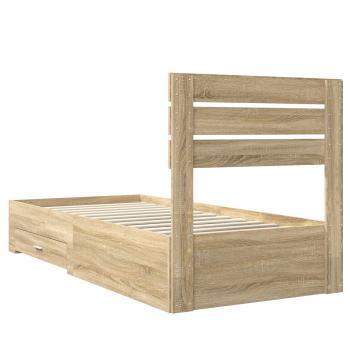 Bettrahmen Sonoma Eiche und Silber 75 x 190 cm Holzwerkstoff
