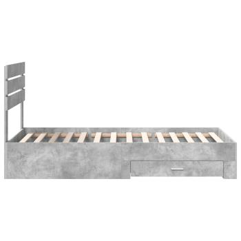 ARDEBO.de - Bettrahmen Beton Grau und Silber 75 x 190 cm Holzwerkstoff