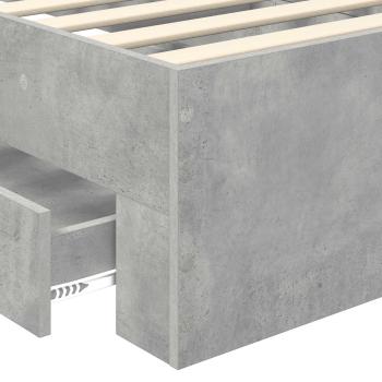 Bettrahmen Beton Grau und Silber 75 x 190 cm Holzwerkstoff