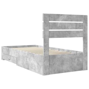 Bettrahmen Beton Grau und Silber 75 x 190 cm Holzwerkstoff