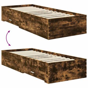 Bettrahmen Rauchige Eiche und Silber 75 x 190 cm Holzwerkstoff