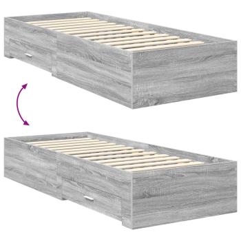 Bettrahmen Graue Sonoma und Silber 75 x 190 cm Holzwerkstoff