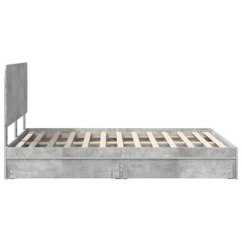 Bettrahmen mit Schubladen Beton Grau 150 x 200 cm Holzwerkstoff