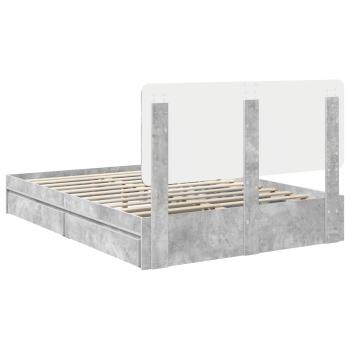 Bettrahmen mit Schubladen Beton Grau 150 x 200 cm Holzwerkstoff