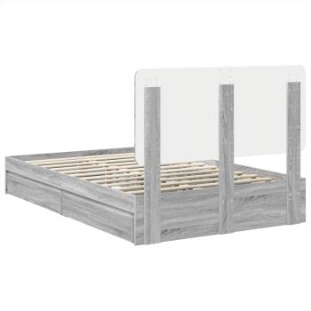 Bettrahmen Graues Sonoma 135 x 190 cm Holzwerkstoff