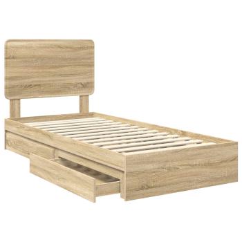 Aufbewahrungsbett Sonoma-Eiche 90 x 200 cm Holzwerkstoff