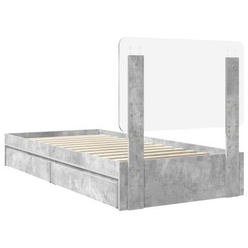 Bettrahmen mit Schubladen Beton Grau 75 x 190 cm Holzwerkstoff