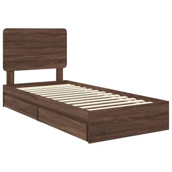 Bettrahmen Braun Eichen-Optik 75 x 190 cm Holzwerkstoff