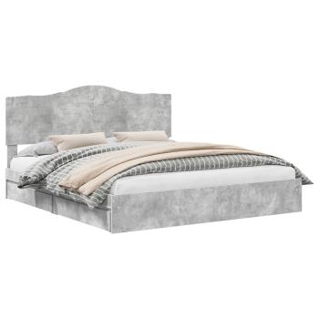 Bettrahmen mit Schubladen Beton Grau 200 x 200 cm Holzwerkstoff