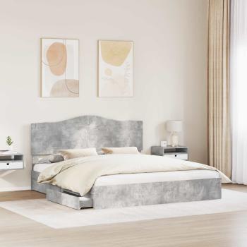 Bettrahmen mit Schubladen Beton Grau 200 x 200 cm Holzwerkstoff