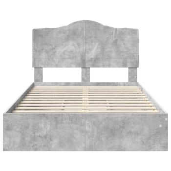 Bettrahmen mit Schubladen Beton Grau 135 x 190 cm Holzwerkstoff