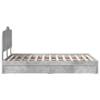 Bettrahmen mit Schubladen Beton Grau 135 x 190 cm Holzwerkstoff
