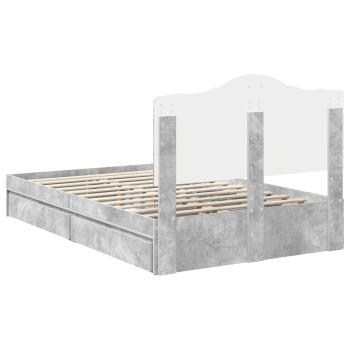 Bettrahmen mit Schubladen Beton Grau 135 x 190 cm Holzwerkstoff
