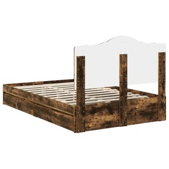 Aufbewahrungsbett Geräucherte Eiche 135 x 190 cm Holzwerkstoff