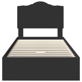 ARDEBO.de - Bettrahmen mit Schubladen Schwarz 100 x 200 cm Holzwerkstoff