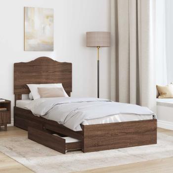 ARDEBO.de - Bettrahmen Braun Eichen-Optik 75 x 190 cm Holzwerkstoff