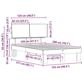 Bettgestell mit gepolstertem Kopfteil Schwarz 120 x 200 cm